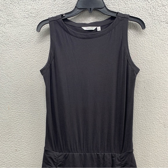 Athleta Westwood Bodycon Dress Black Tiered Waist Ruched Soft Stretch Size XS - Picture 6 of 16